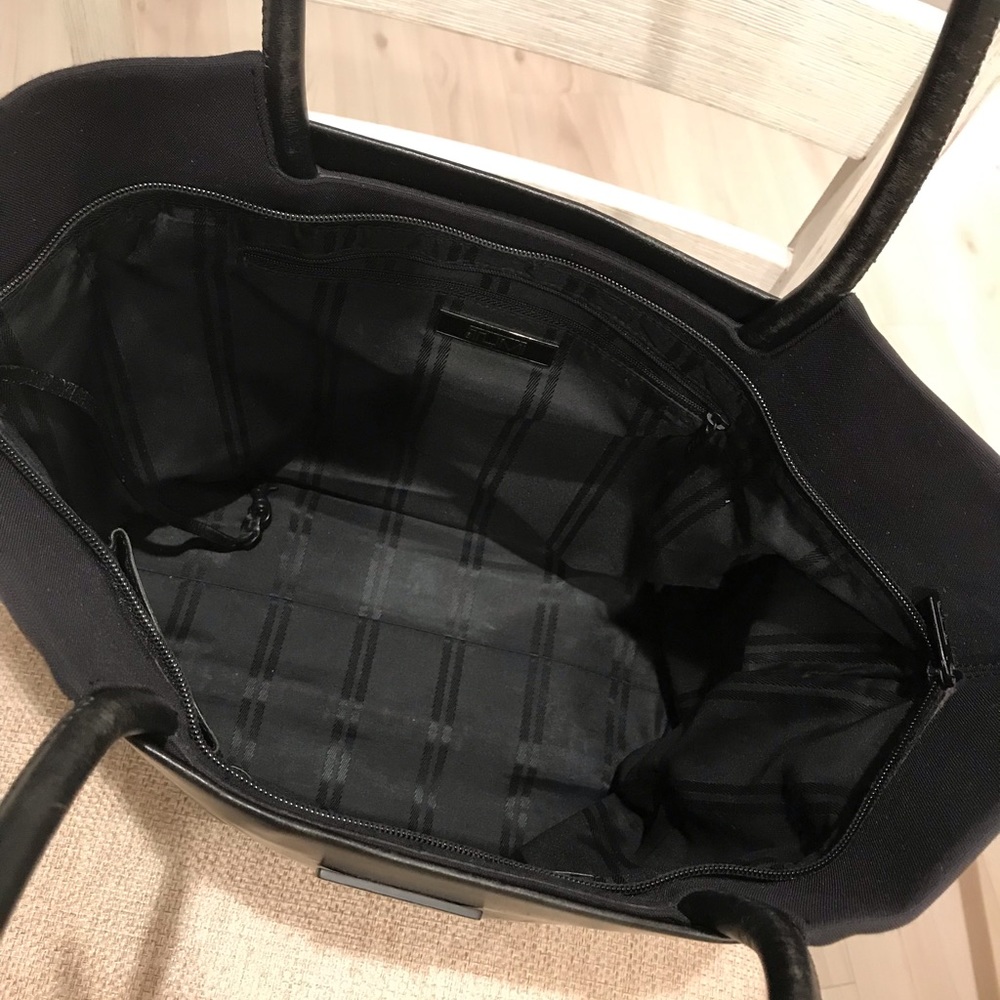 TUMI Black Leather & Nylon Large Tote Shoulder Bag Work Travel Laptop Bag - Picture 6 of 13